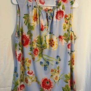 New York & Company Floral Sleeveless Blouse - Red, Yellow, Blue